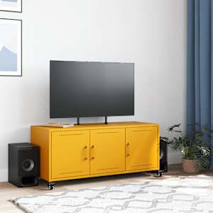 TV skříňka hořčicově žlutá 100,5 x 39 x 43,5 cm ocel - obrázek 3