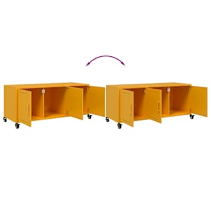 TV skříňka hořčicově žlutá 100,5 x 39 x 43,5 cm ocel - obrázek 9