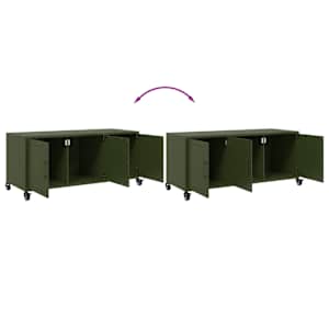 TV skříňka olivově zelená 100,5 x 39 x 43,5 cm ocel - obrázek 9