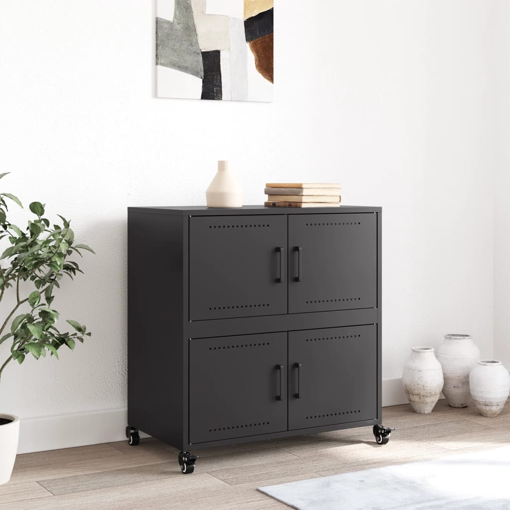 vidaXL Dressoir 68x39x72 cm staal zwart afbeelding
