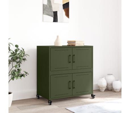 vidaXL kumode, olīvu zaļa, 68x39x72 cm, tērauds
