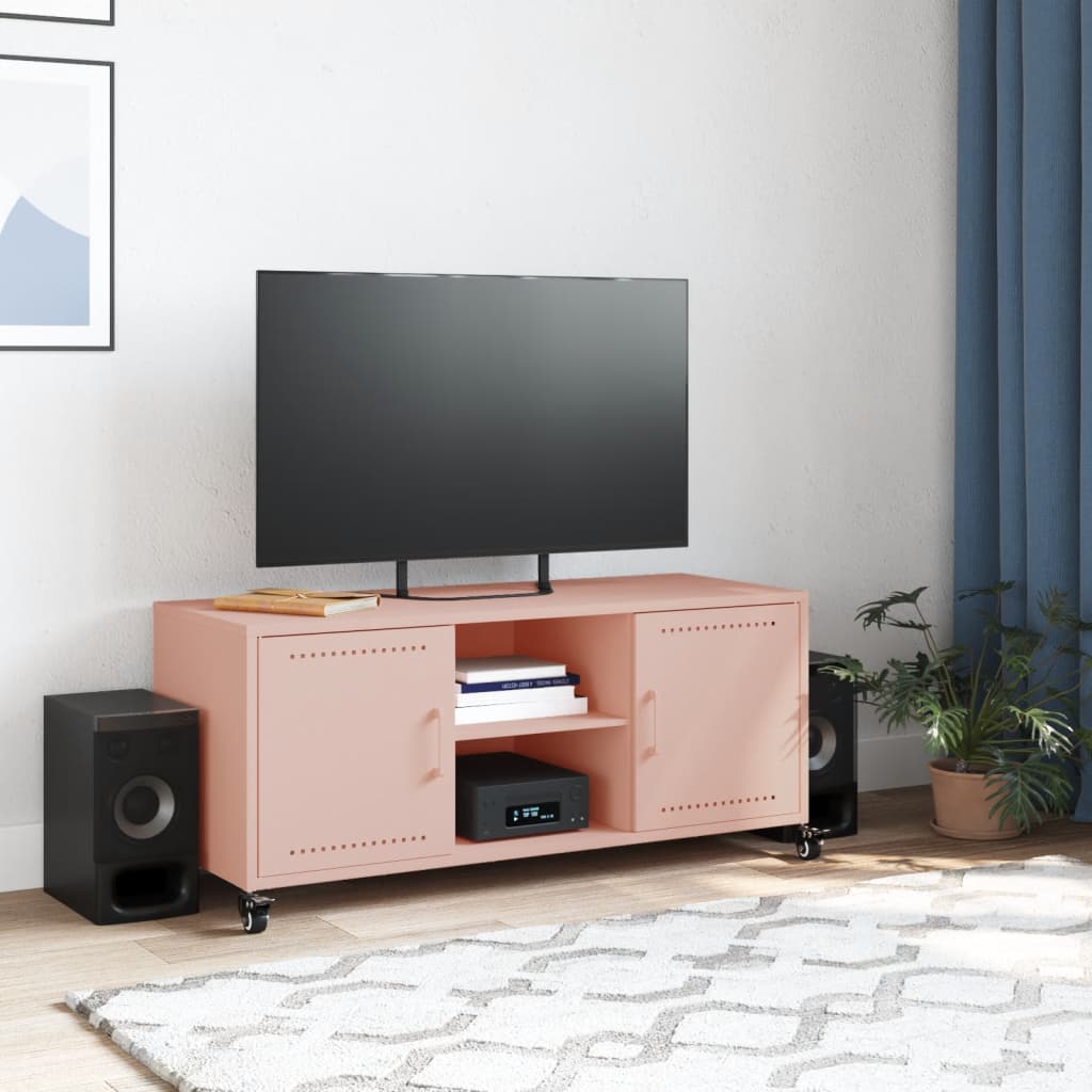vidaXL Tv-meubel 100,5x39x43,5 cm staal roze afbeelding