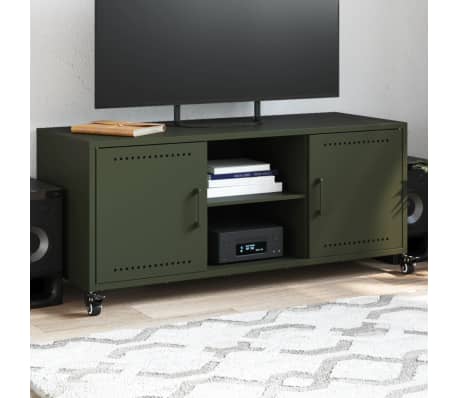 vidaXL Mobile TV Verde Oliva 100,5x39x43,5 cm in Acciaio