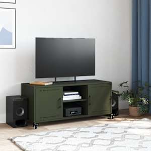 TV skříňka olivově zelená 100,5 x 39 x 43,5 cm ocel - obrázek 3