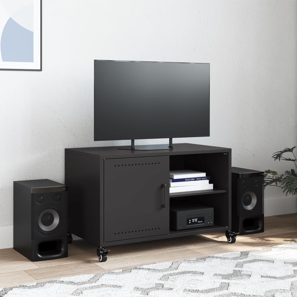 vidaXL fekete acél TV-szekrény 68 x 39 x 43,5 cm