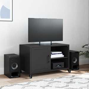 TV skříňka černá 68 x 39 x 43,5 cm ocel - obrázek 3