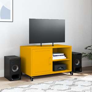 TV skříňka hořčicově žlutá 68 x 39 x 43,5 cm ocel - obrázek 3
