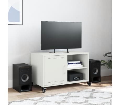 vidaXL TV Cabinet White Cold-rolled steel 26.8 x 15.4 x 17.1 in