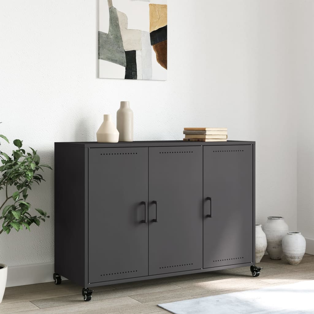 vidaXL Dressoir 100,5x39x72 cm staal zwart, foto 2
