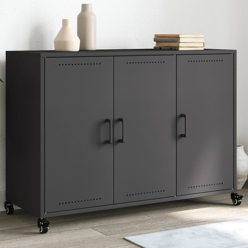 Sideboard Schwarz 100,5x39x72 cm Kaltgewalzter Stahl