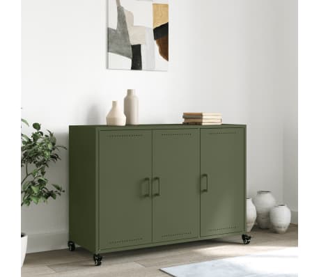 vidaXL Dressoir 100,5x39x72 cm staal olijfgroen