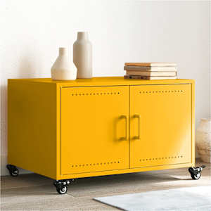 Klubska mizica gorčično rumena 68x50x43,5 cm jeklo