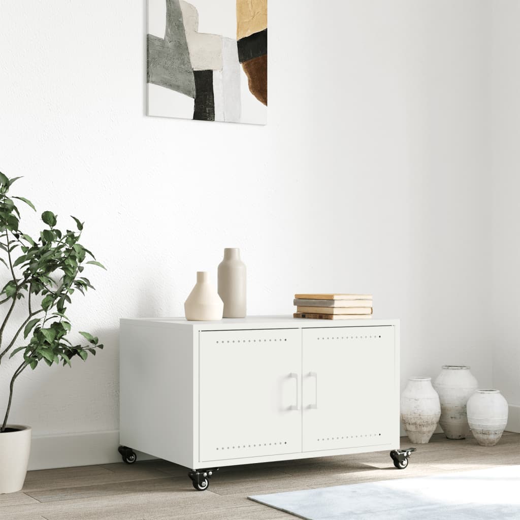 vidaXL Salontafel 68x50x43,5 cm staal wit afbeelding