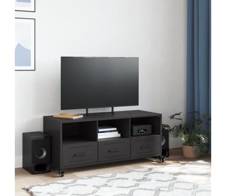 vidaXL TV-Schrank Schwarz 100,5x39x43,5 cm Stahl