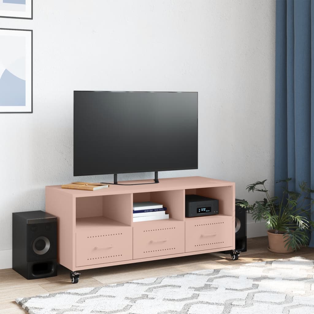 vidaXL Tv-meubel 100,5x39x43,5 cm staal roze afbeelding
