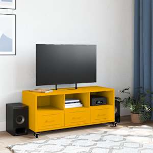 TV skříňka hořčicově žlutá 100,5 x 39 x 43,5 cm ocel - obrázek 3
