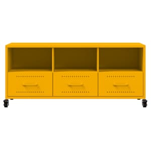 TV skříňka hořčicově žlutá 100,5 x 39 x 43,5 cm ocel - obrázek 6