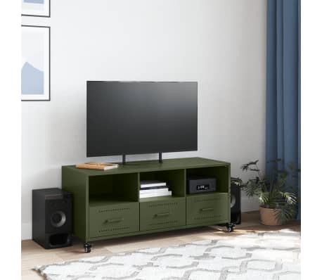 vidaXL TV-Schrank Olivgr&uuml;n 100,5x39x43,5 cm Stahl