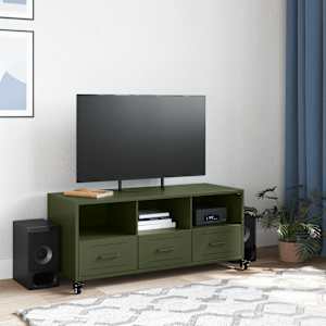 TV skříňka olivově zelená 100,5 x 39 x 43,5 cm ocel - obrázek 3