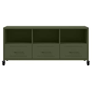 TV skříňka olivově zelená 100,5 x 39 x 43,5 cm ocel - obrázek 6