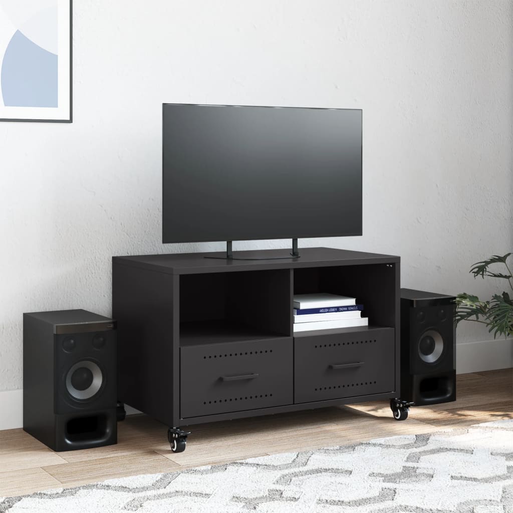 vidaXL Tv-meubel 68x39x43,5 cm staal zwart afbeelding