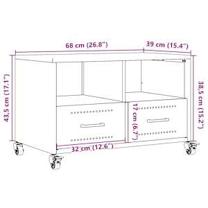 TV skříňka černá 68 x 39 x 43,5 cm ocel - obrázek 13