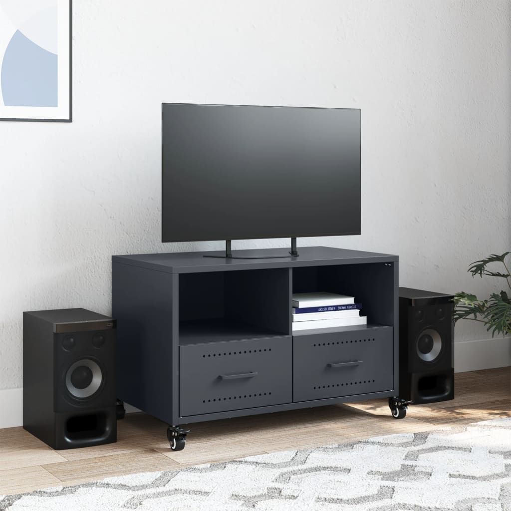 vidaXL Tv-meubel 68x39x43,5 cm staal antracietkleurig afbeelding
