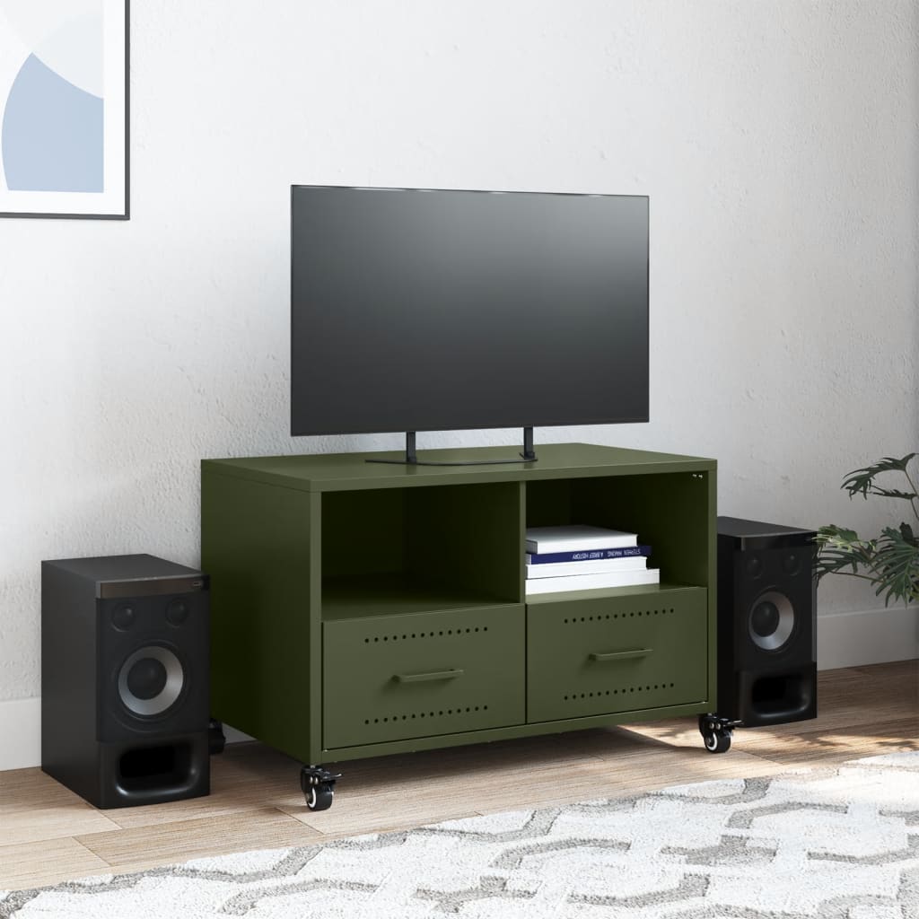 vidaXL olívazöld acél TV-szekrény 68 x 39 x 43,5 cm