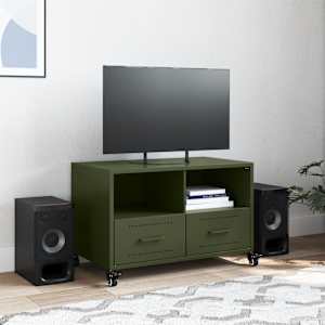 TV skříňka olivově zelená 68 x 39 x 43,5 cm ocel - obrázek 3