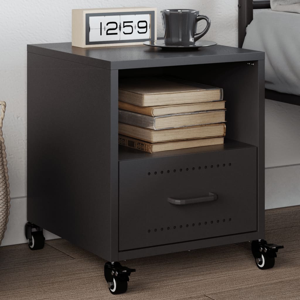 Photos - Storage Сabinet VidaXL Bedside Cabinet Black 36x39x43.5 cm Steel 