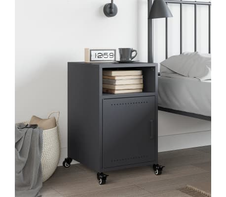 vidaXL Table de chevet anthracite 36x39x59 cm acier