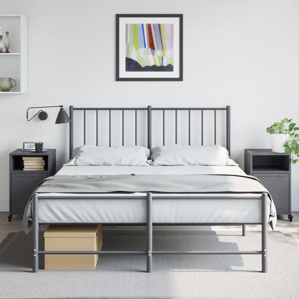 vidaXL Nachtkastjes 2 st 36x39x59 cm staal antracietkleurig afbeelding