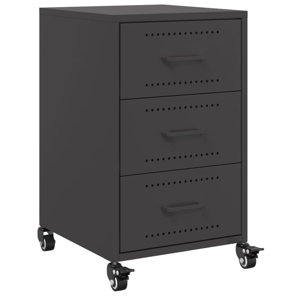 vidaXL Bedside Cabinet Black 36x39x59 cm Steel-image-8721102636110