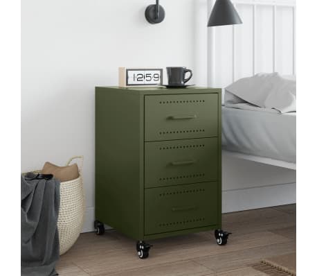 vidaXL N&aacute;ttbor&eth; &Oacute;l&iacute;vugr&aelig;n 36x39x59 cm St&aacute;l