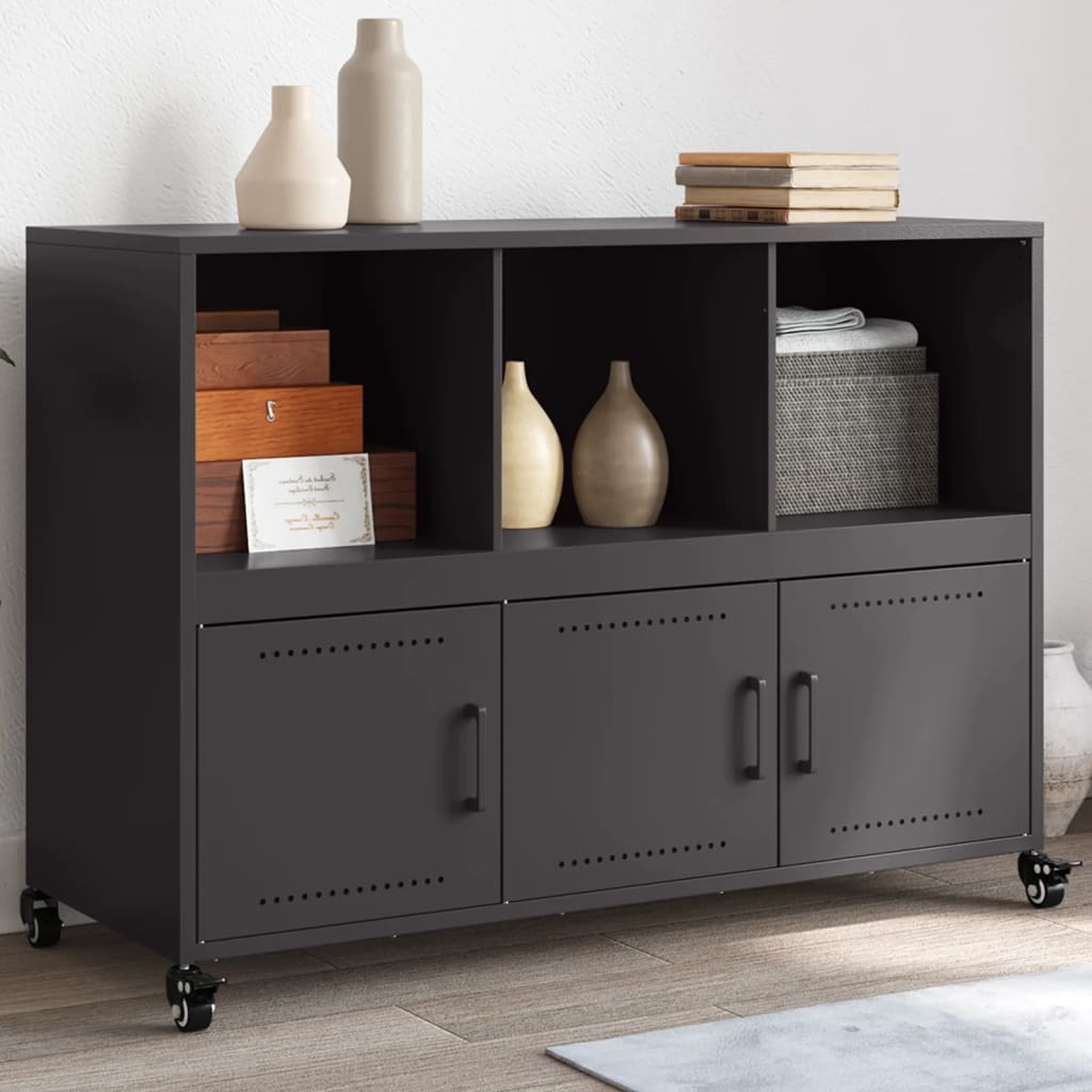 Sideboard Schwarz 100,5x39x72 cm Kaltgewalzter Stahl