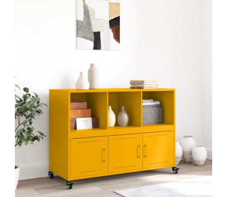 vidaXL Dressoir 100,5x39x72 cm staal mosterdgeel