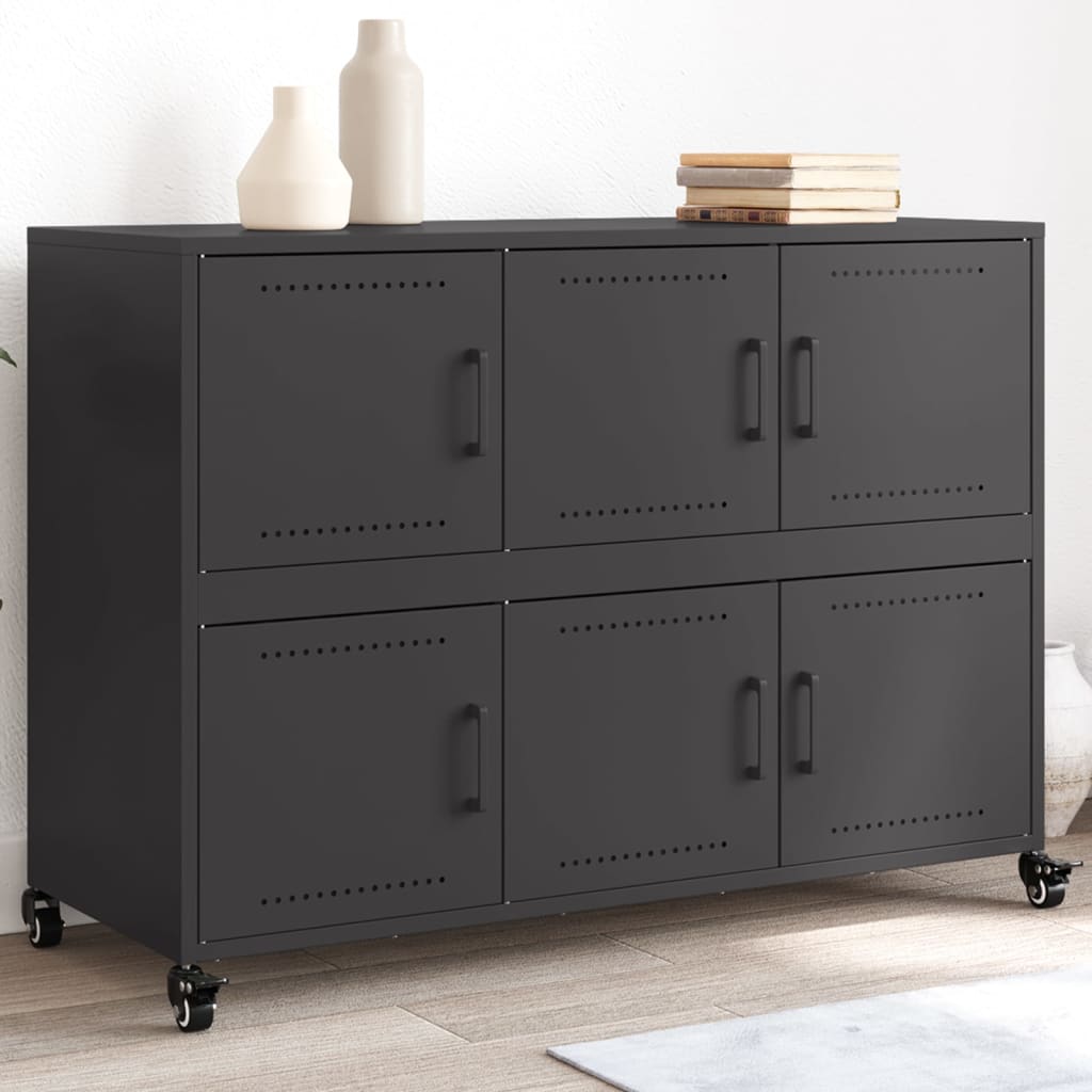 Sideboard Schwarz 100,5x39x72 cm Kaltgewalzter Stahl