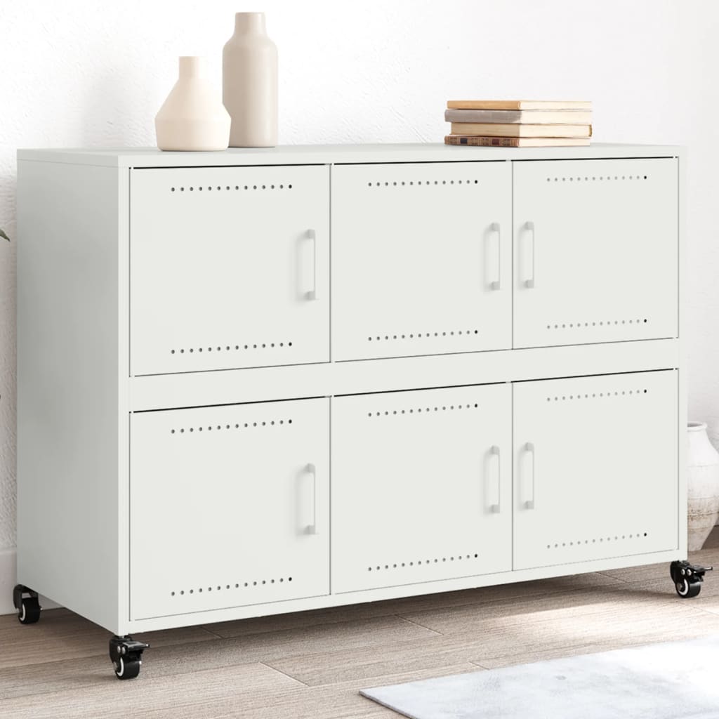 Sideboard Weiß 100,5x39x72 cm Kaltgewalzter Stahl