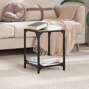 vidaXL Măsuță de cafea, blat din sticlă negră, 30x30x40 cm, oțel