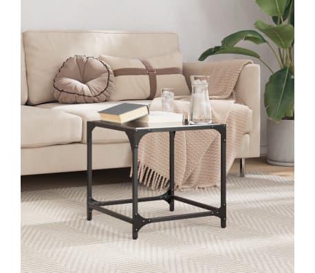 vidaXL Coffee Table Black glass Engineered wood, steel, glass Small