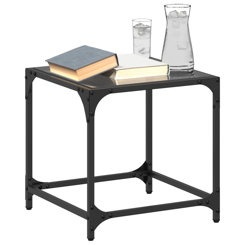 Photos - Coffee Table VidaXL  with Black Glass Top 40x40x40 cm Steel 