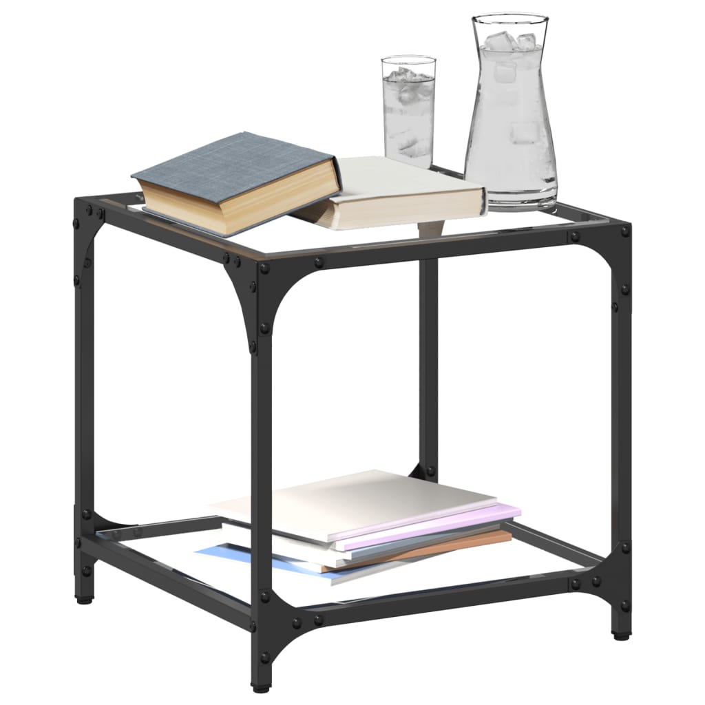 vidaXL Salontafel met transparant glazen blad 40x40x40 cm staal afbeelding