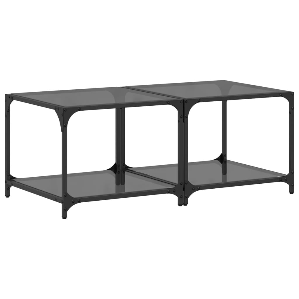 vidaXL Konferenční stolky černá skleněná deska 2 ks 50x50x40 cm ocel