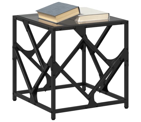 vidaXL Couchtisch mit Glasplatte Schwarz 40x40x41 cm Stahl