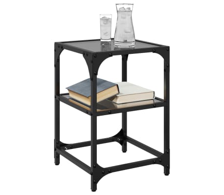 vidaXL Coffee Table with Black Glass Top 30x30x45 cm Steel