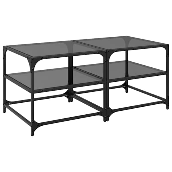 vidaXL kohvilauad 2 tk, must klaasplaat, 50x50x45 cm, teras