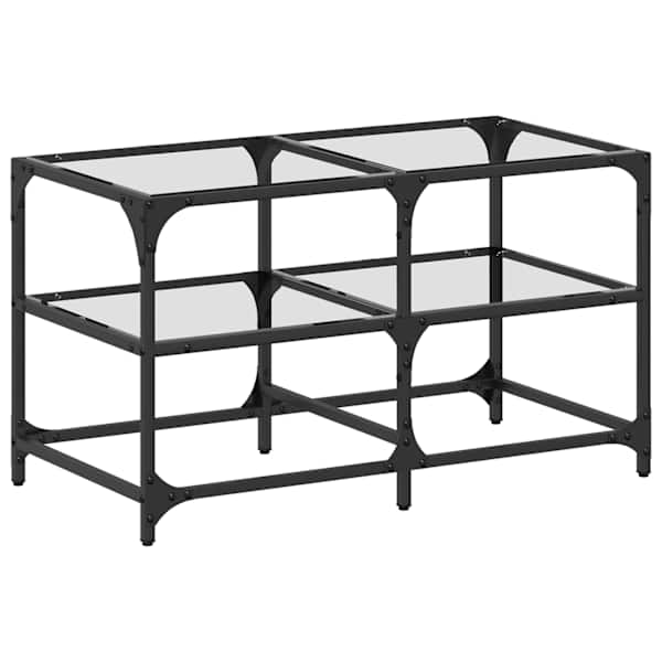 vidaXL konsoollaud, l&auml;bipaistev klaasplaat, 78,5x40x45 cm, teras
