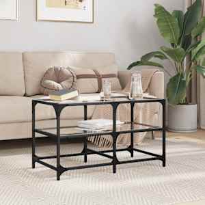 Klubska mizica s stekleno površino 78,5x40x45 cm jeklo