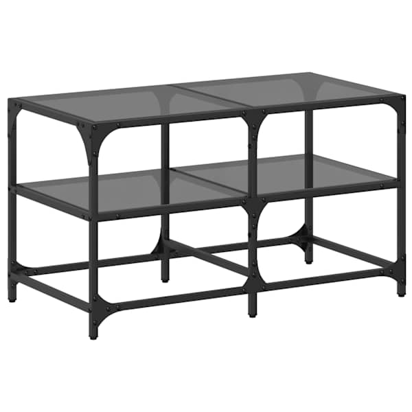 vidaXL kohvilaud, must klaasplaat, 78,5x40x45 cm, teras
