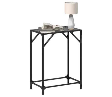 vidaXL Wandtafel met zwart glazen blad 60x35x81 cm staal